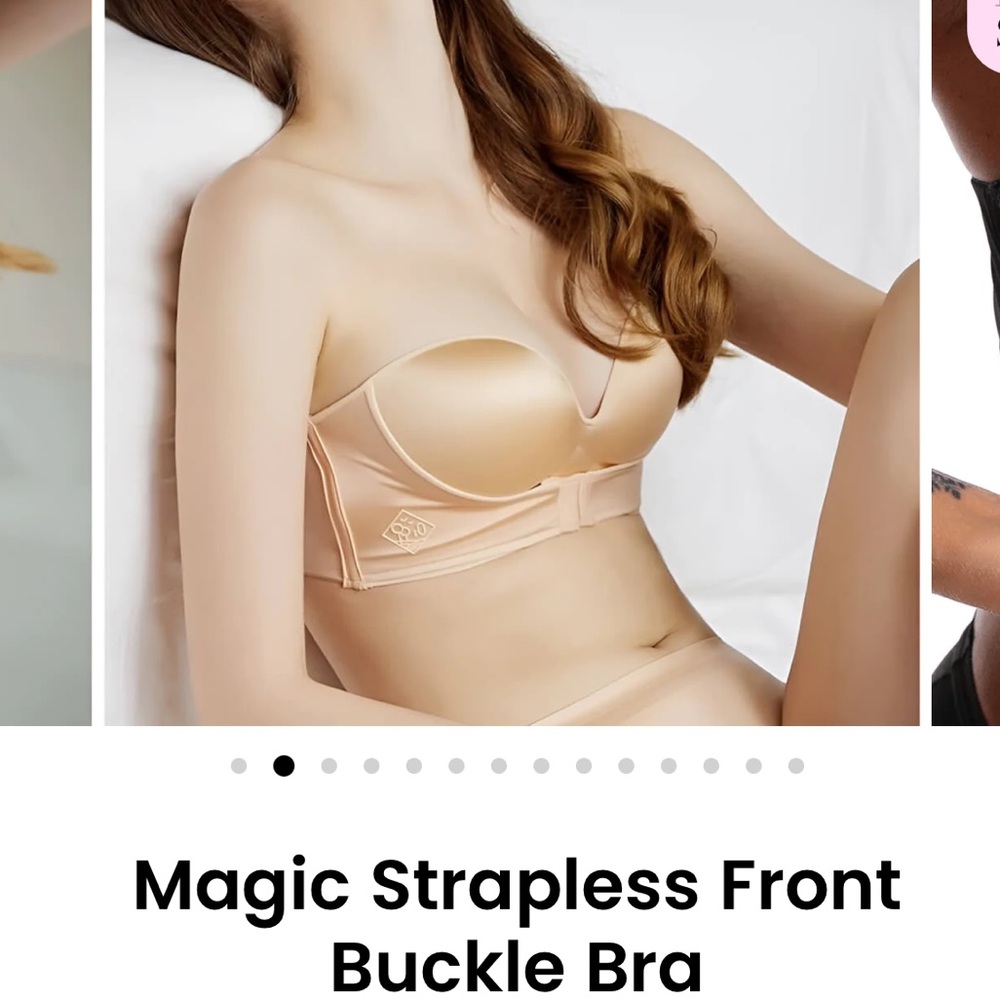 NEW✨ Magic Bra Strapless Front Back Buckle 34D/34C Beige Tan